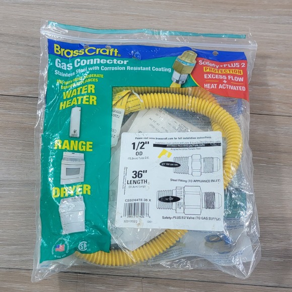 BrassCraft Other - BrassCraft Gas Connector Stainless Steel 1/2 inch OD 36 in Length CSSD64TE-36 X